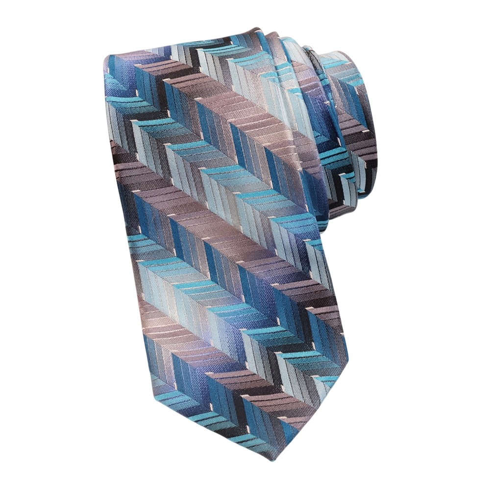 Van Heusen FlexTie Necktie Blue Gray Geometric‎ Arrow Print Men's Tie